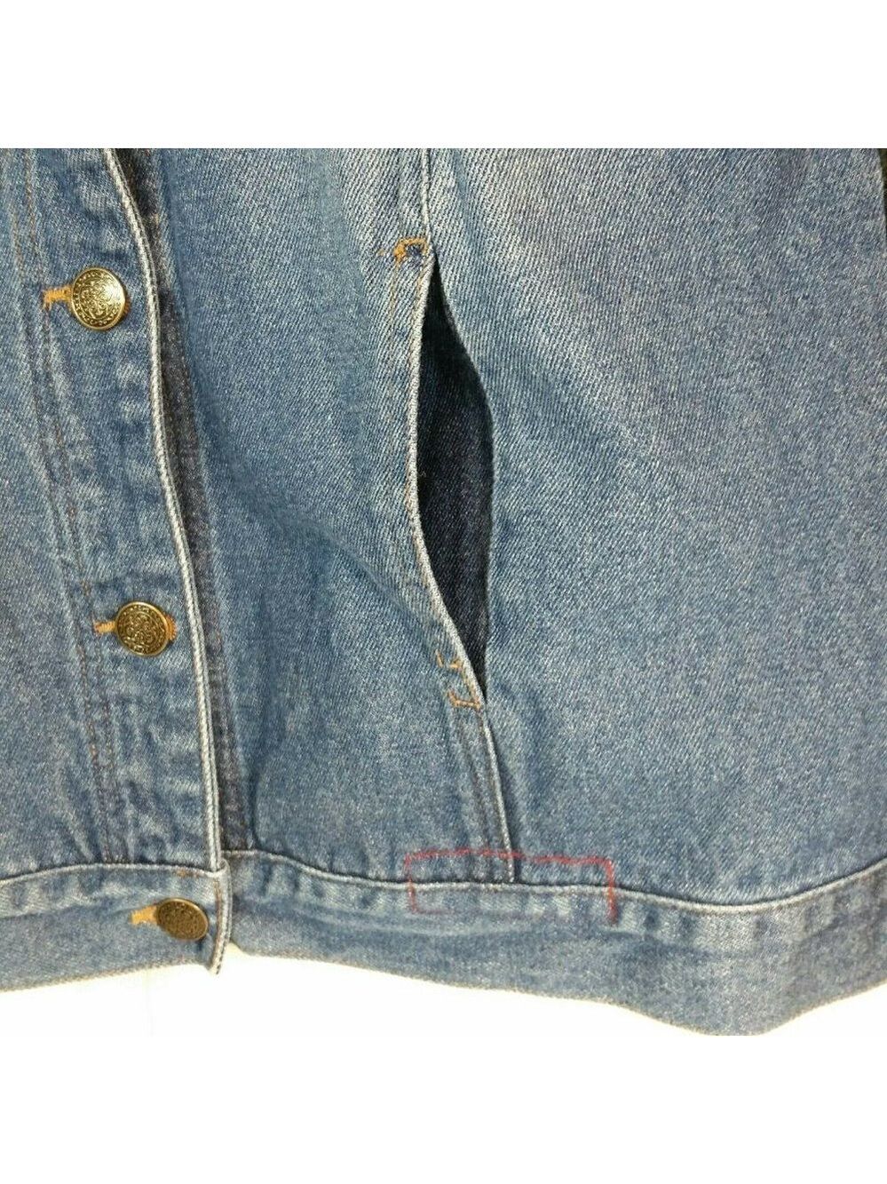 𝅺KIKIT Maurice Sasson Denim Shacket Jacket Size Small Ribbed Sleeve - Picture 7 of 10